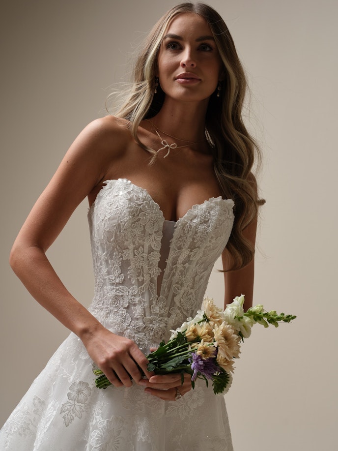 Skylar Unlined with Plunge Plain Tulle with sleeves