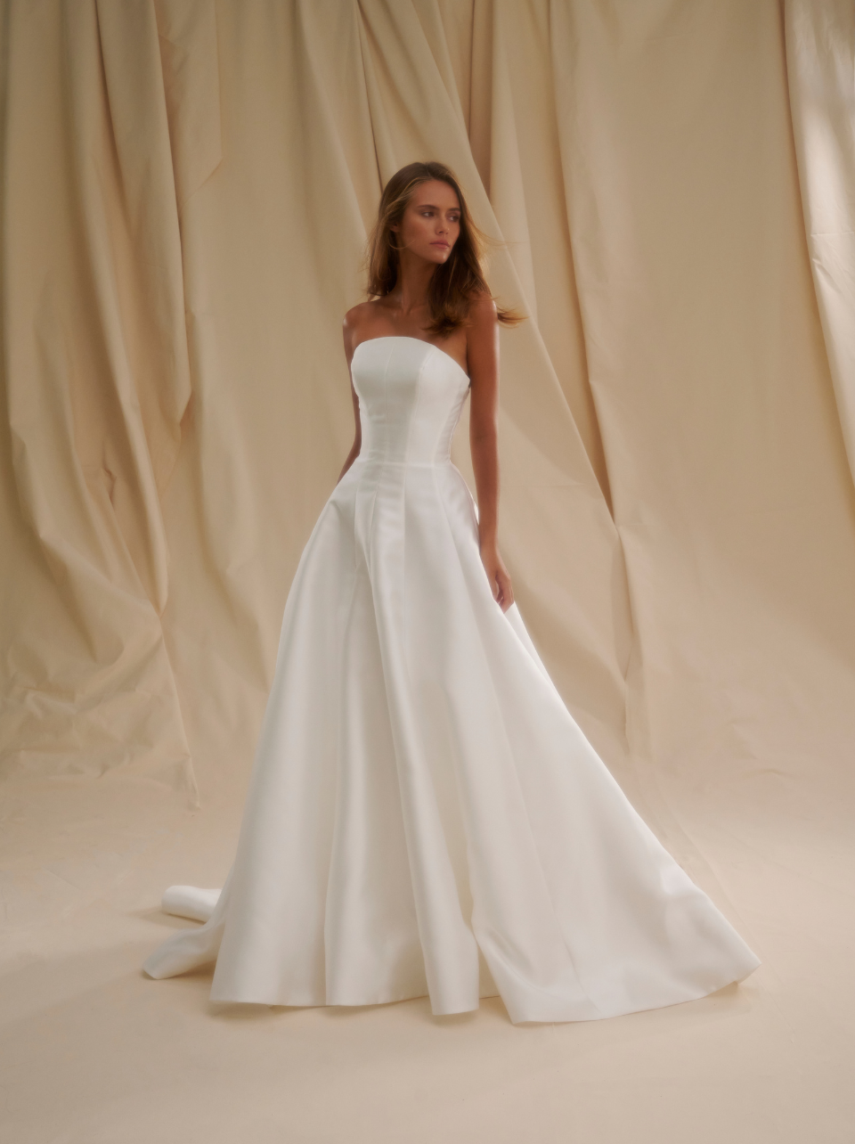 SenStudio Sage SE020 strapless white sati wedding dress
