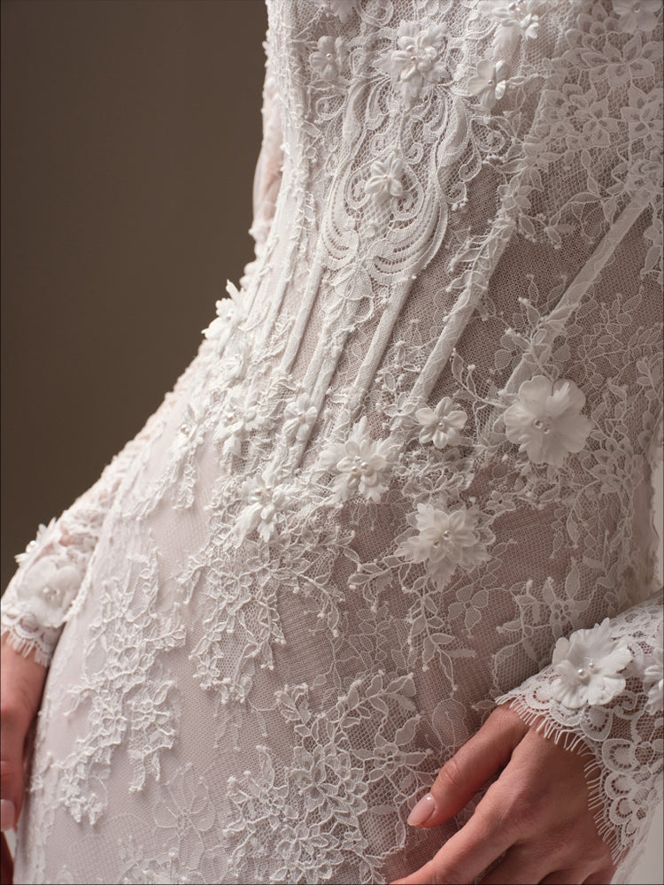Takera Unlined Long Version Chantilly Lace and Plain Tulle